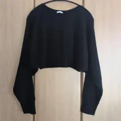 ブラック クロップドニット Mサイズ
