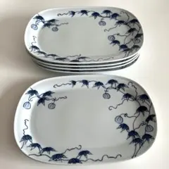 有田焼　太一郎窯　藍鍋島スクエアプレート5枚セット