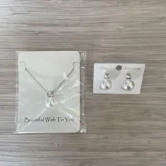 パール　一粒パール　ネックレス　イヤリング　セット　シルバー　フォーマル