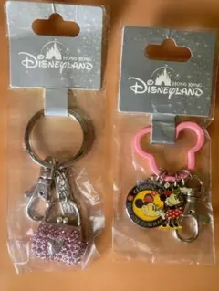 ★新品未使用★ 香港ディズニーランド　ミニーマウスキーリング2個セット