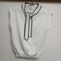 ホワイトノースリーブ サマーニット Lサイズ