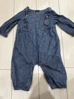 GAP ストライプハートデニムロンパース 3-6ヶ月