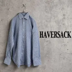 HAVERSACK 総柄パイピング長袖シャツ M パジャマシャツ　ライトブルーのサムネイル