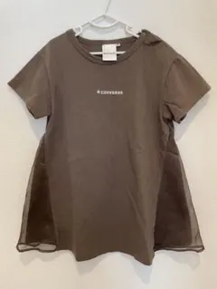CONVERSE 90cm チュール切替ワンピース風Tシャツ ブラウン 女の子のサムネイル