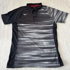 Mizuno ストライプポロシャツ グレー/ブラック