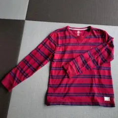 TOMMY HILFIGER 赤ネイビー ストライプ 長袖カットソー