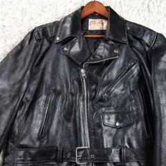 70s 希少 Excelled USA製 ダブルレザーライダースジャケット 48