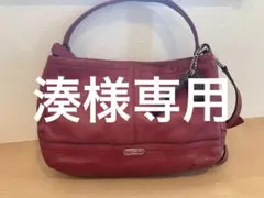 COACH バーガンディ レザーショルダーバッグ