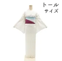 綿麻ゆかた　トールサイズ　裄69cm 浴衣 レディース 綿麻 TLサイズ 七宝 ボタン トールサイズ 牡丹