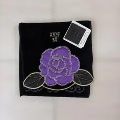 ANNA SUI ポケットタオル ローズ 蝶 ブラックのサムネイル