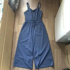 ダークブルー サロペット ワイドレッグ