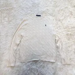 ✨極美品✨ ポロ ラルフローレン ケーブルニット ホワイト L 綿100%