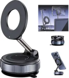 スマホホルダー 車 マグネット 真空吸盤·N55磁石360°調整可能 折りたたみ