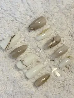 ネイルチップセット 10個 ホワイト ベージュ