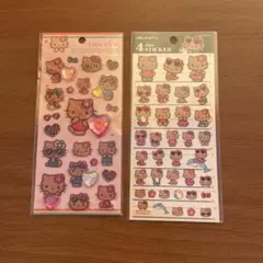 ハローキティ 4サイズステッカーシール　2個セット　キラキララインストーンシール