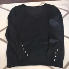 coca vネックニット　袖口パール　S