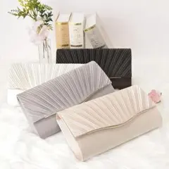 パーティーバッグ 結婚式 2WAY クラッチバッグ ショルダーバッグ ベージュ