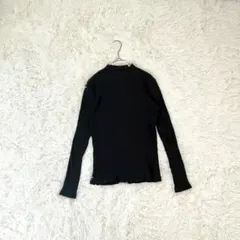 UNIQLOユニクロ　ハイネックコットンリブ編み 長袖 Mシンプル定番ブラック