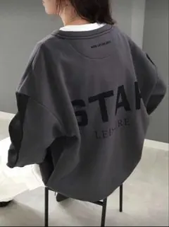 グレー オーバーサイズ スウェット 裏起毛　シーイン