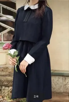 フォーマル　ネイビー ワンピース 160 卒服　卒業　冠婚葬祭