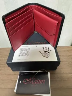 Maturi 二つ折り財布 ブラック レッド MR-009α