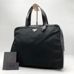 極美品✨PRADA ハンドバッグ 三角ロゴ 黒 ナイロン×レザー 鍵付き 南京錠