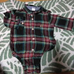 ベビーギャップ　チェック柄長袖ロンパース 赤・黒・青・緑