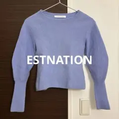 【美品】ESTNATION エストネーション ニット 水色 38 カシミヤ混