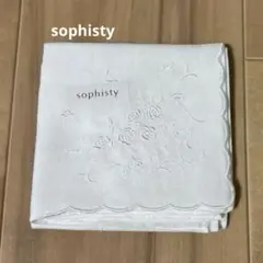 【sophisty】花柄刺繍ハンカチ　ホワイト　白