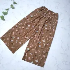 美品　earth　カジュアルパンツ　ガウチョパンツワイド　花柄　ポケット　M〜L