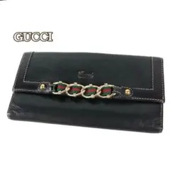 GUCCI グッチ シェリーライン ロングウォレット 長財布ブラック レディース