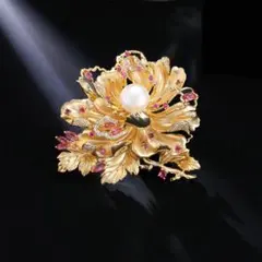 上品 牡丹フラワーブローチ パール付き 高見え 華やか 入学式 卒業式 結婚式