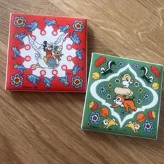 ディズニー タイル　陶器　コースター 2枚セット