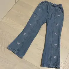 リボン刺繍フレアデニム140 ￼