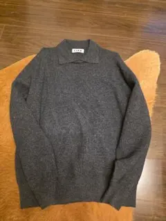 coor ダークグレー ポロカラーセーター