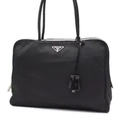 PRADA プラダ 三角ロゴプレート ハンドバッグ ナイロン レザー ブラックのサムネイル