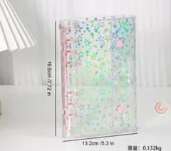バインダー　A6 クリア　シール帳　星柄　6穴　手帳　コレクション　推し活　ラメ