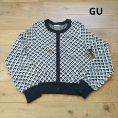 GU 幾何学模様のニット カーディガン　М
