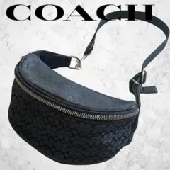 COACH ロゴ入り ブラックボディバッグ