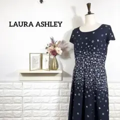 ローラアシュレイ★　LAURA ASHLEY　ワンピース　花柄　ネイビー　9号