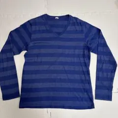 x*r様 GU ストライプ長袖カットソー　青　メンズ　Lサイズ