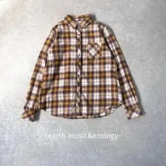 earthmusic&ecology/チェックシャツ/M/イエロー系/カジュアル