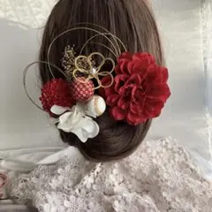 髪飾り　結婚式　卒業式　ヘアパーツ　ウェディング　袴　和装　赤
