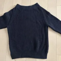GLOBAL WORK ネイビー リブ編みセーター S