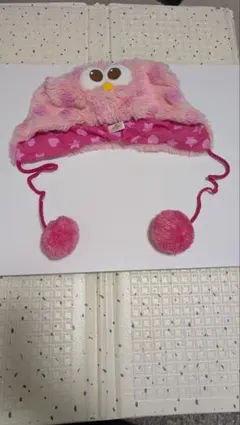 MOPP フワフワピンク帽子 ポンポン付き