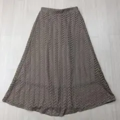 ロングスカート フレアスカート グレージュ L レディース