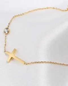 金属アレ クロス サージカルステンレス ラスト１ ブレスレット ゴールドチェーン