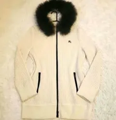 ⭐大きいサイズ美品⭐BURBERRY GOLF ニット パーカー ラクーンファー