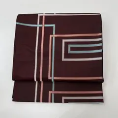 o*u様 京袋帯 幾何学模様 上品なデザイン 化繊 着物 HO-2203