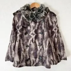 COMME des GARCONS ファー襟 ダブルショートコート ポンチョ